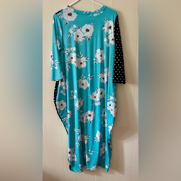 Celeste Turquoise Floral Pattern Dress size L - Picture 3 of 4